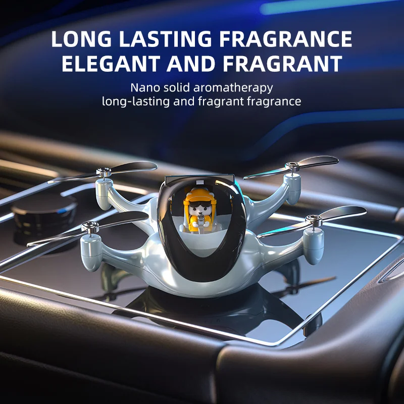 Solar Powered Rotation Helicopter Solar Aromatherapy Car Air Freshener Alloy Creative Car Perfume Decoration High Quality