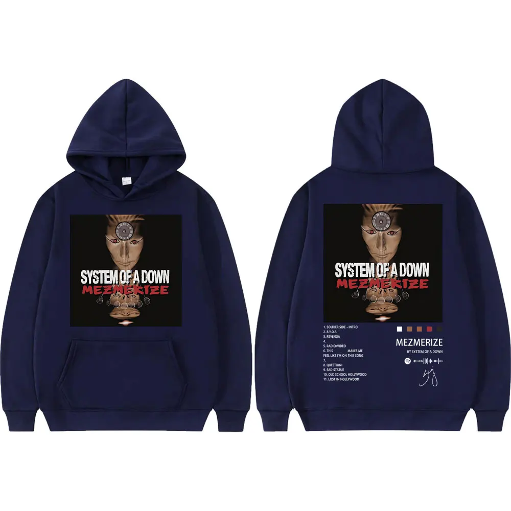 نظام ألبوم أسفل ملصق الجرافيك هوديي الرجال النساء روك الهيب هوب قمصان سويت شيرت بقلنسوة موضة خمر البلوفرات المتضخم