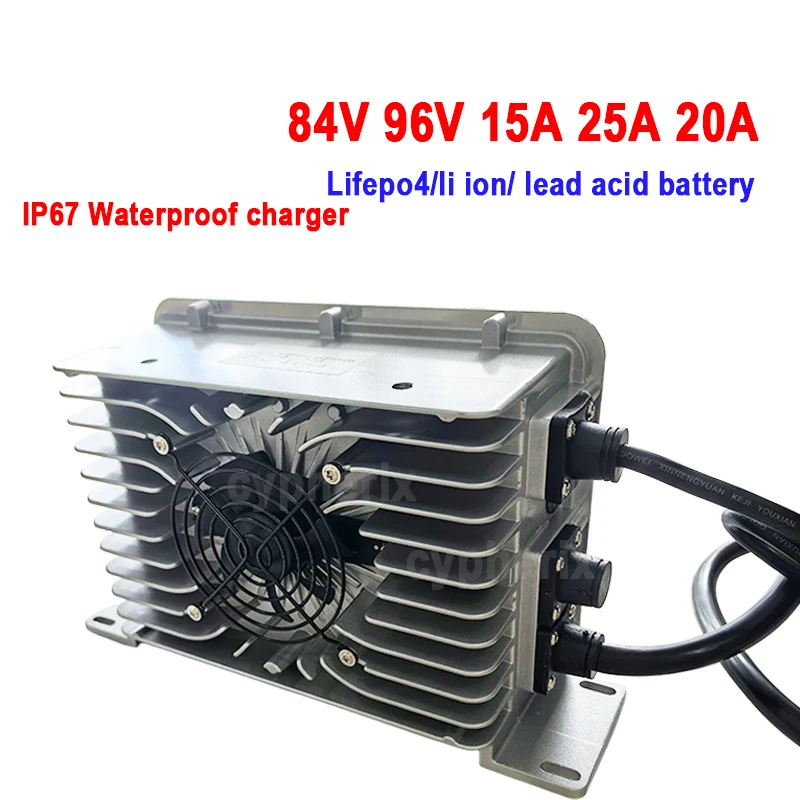 96V 25A 20A 15A 84V IP67 Waterproof Smart Charger 102.2V 113.4V 96.6V 116.8V 109.2V For LiFePO4 Li-ion Lead Acid Battery