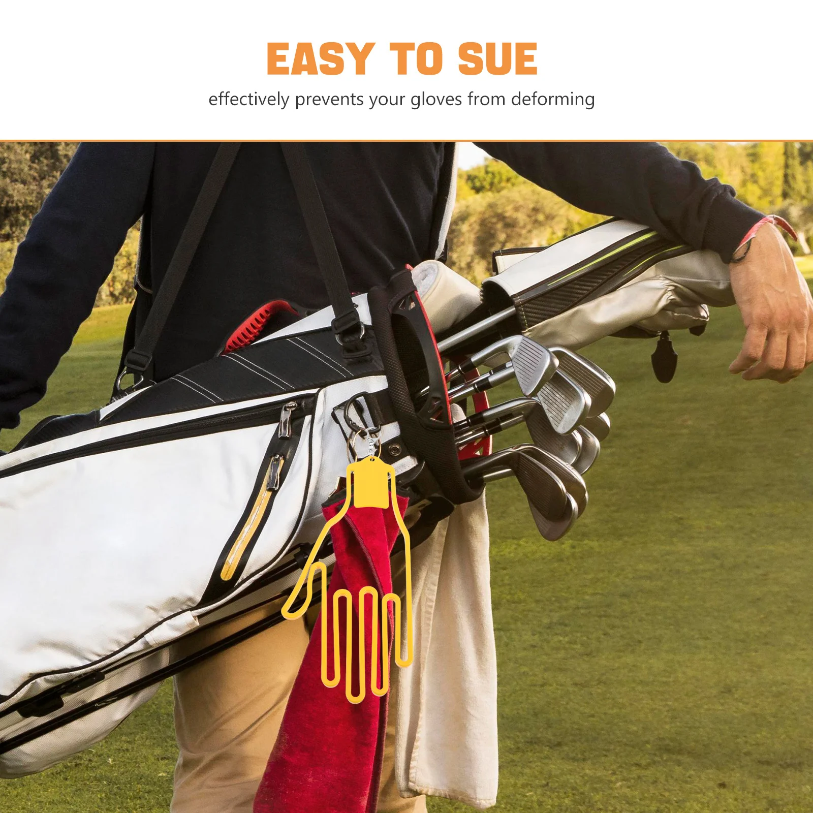 قفازات الجولف، حامل نقالة، إطار دعم متين، حامي القفازات، منظم تجفيف، خطاف لحقيبة الملحقات