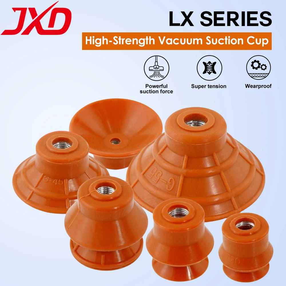 JXD High-Strength Suction Cups, LX Series Single-Layer Suction Cups, Double-Layer , Ribbed Vacuum Suction Cups, Industrial Man