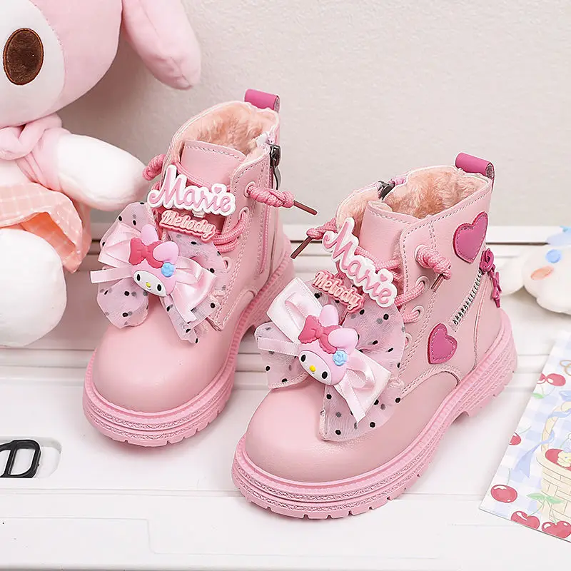 Sanrios Girl Sneakers Kuromi Autumn Winter Anime Figure Kawaii Cartoon New Cartoon Cute Child Shoe Super Soft Casual Shoes