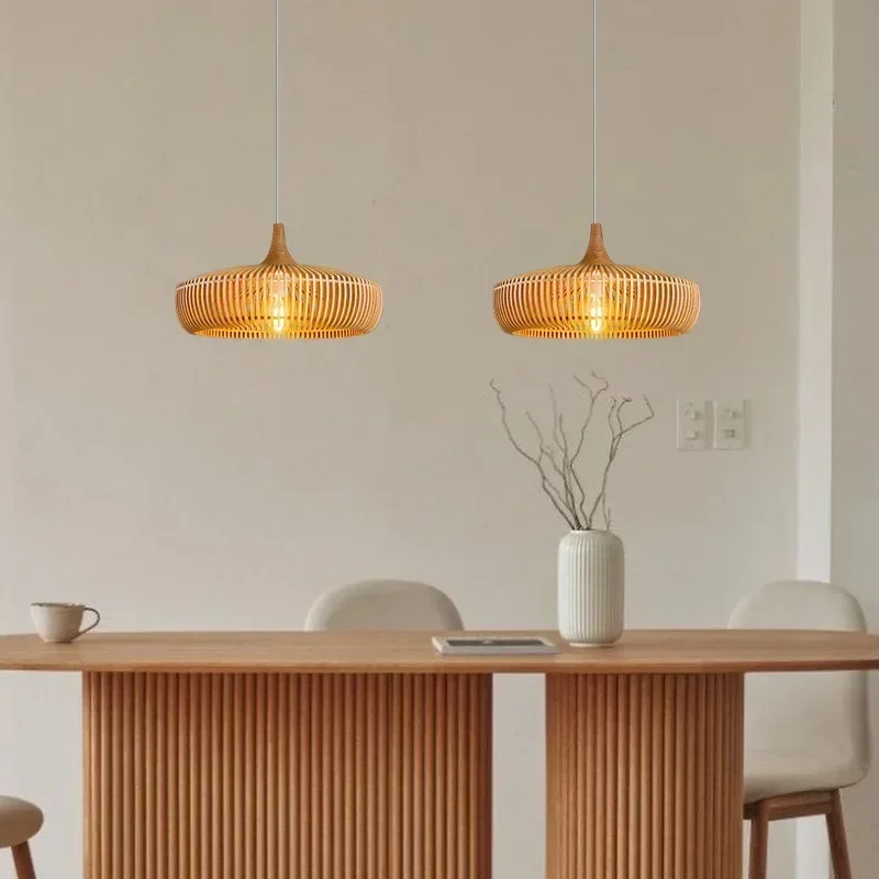 Retro Log Restaurant Pendant Lamp Art Wooden Designer Led Chandeliers for Bedroom Dining Table Home Decor Lighting Fixtures