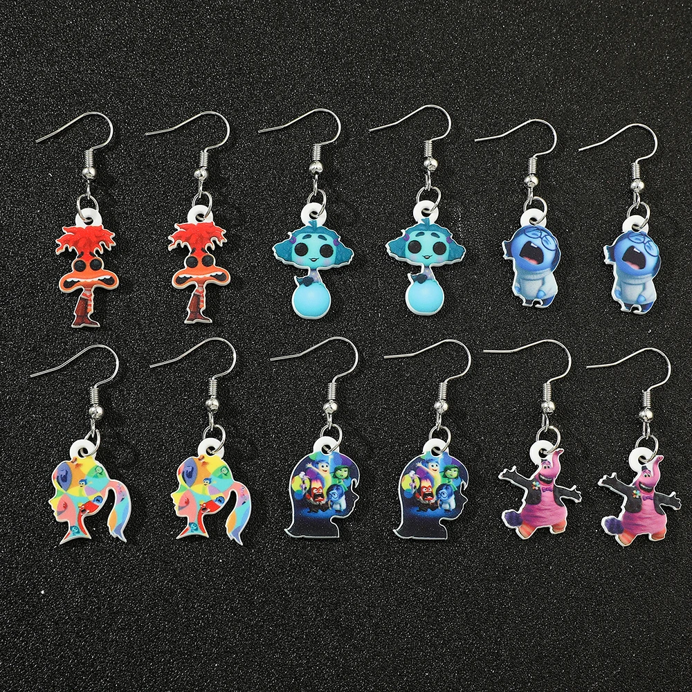 Disney Cartoon Cute Inside Out Earring Creative Fashion Inside Out Acrylic Ear Studs For Women Girls Jewellery Gifts ﻿