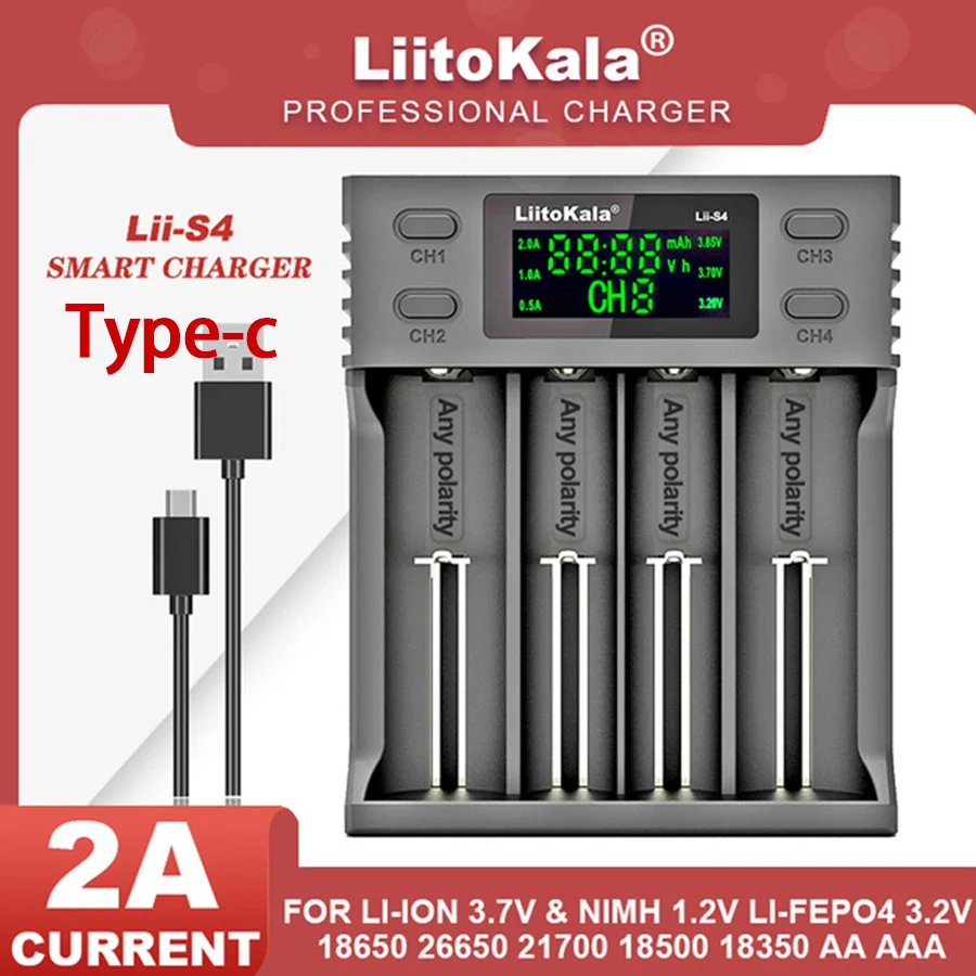 Liitokala 3.7V Lithium Battery Charger Lii-500 Lii-S2 Lii-S4 Lii-PD4 Lii-PL4 For 18650 21700 26650 AA AAA 18350 18500