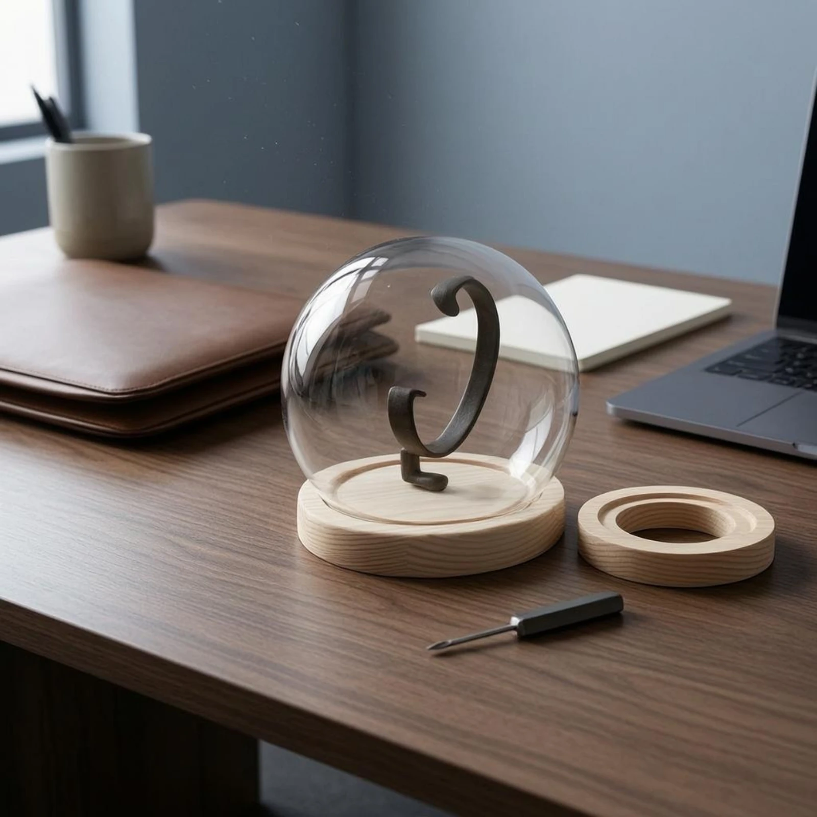 Vitrine de présentation individuelle pour montre, cloche de protection anti-poussière en verre, support noir compact