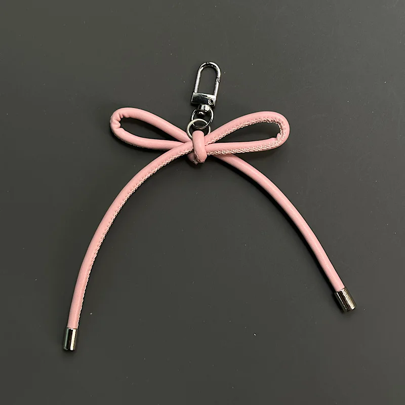 Instagram Retro Leather Bow Suitable For Phone Case Hanging Accessories Bags Car Keys Pendant Headphone Case Hanging Accessories