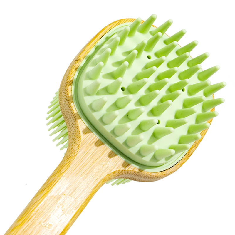 Brosse de douche à poils naturels pour le dos, épurateur avec poignées, long manche en bois amovible, peau sèche, massage corporel exposant, outil de livres