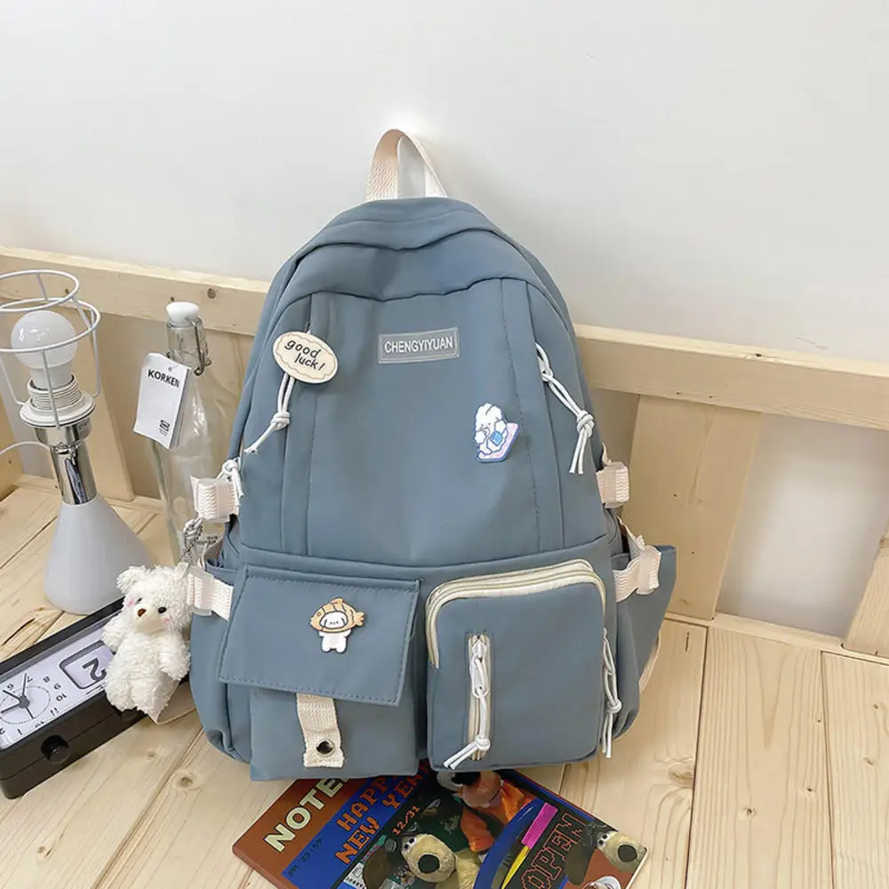 Bonito Mochila de Nylon para Adolescentes, Mochilas Escolares para Mulheres, Multi Bolsos, Bolsa de Ombro Estudante, Mochila Laptop de Viagem,