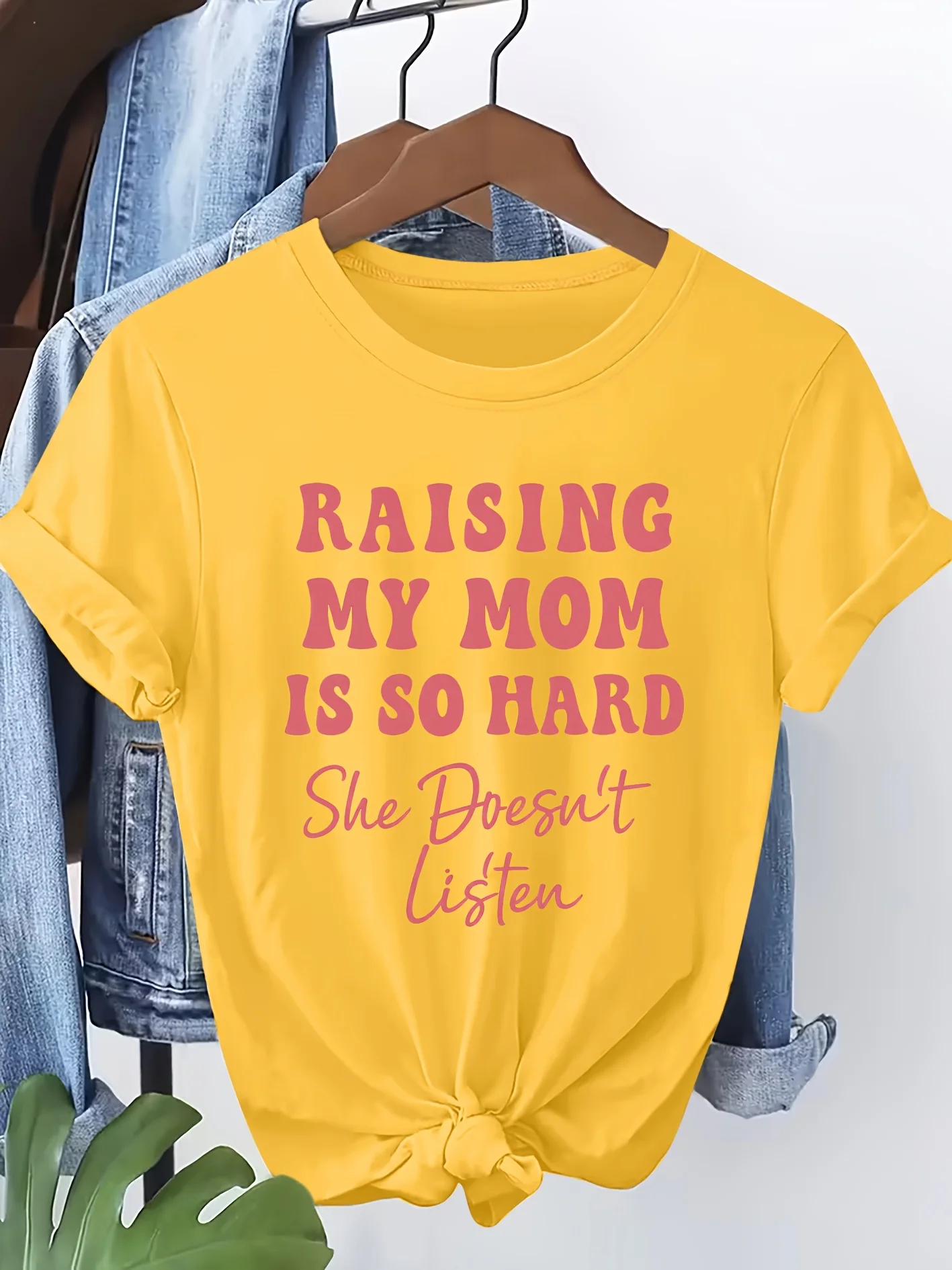 Ladies' T-shirt Raising My Mom Funny Letter Print Round Neck Women's Clothing Daily Fashion Casual Women's Tops