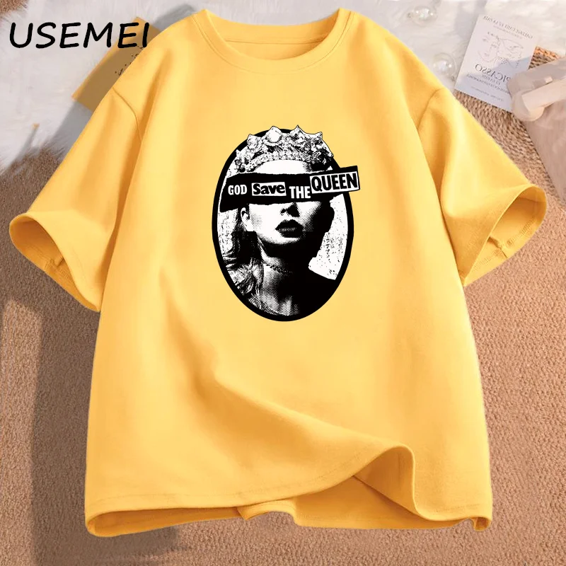 God Save The Queen T-shirts Women Casual Cotton Short Sleeve Tshirt Round Neck Womans Clothing Graphic T-shirts Streetwear Tops