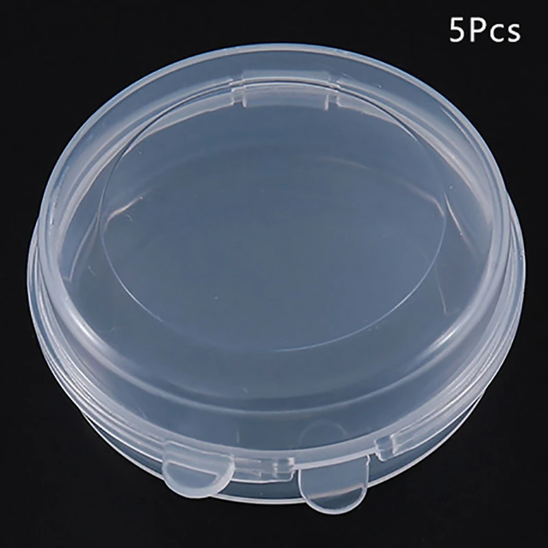5 Pcs Transparent Plastic Box Round Portable Packing Box Storage Organizer Case Dustproof Durable Strong Jewelry Container