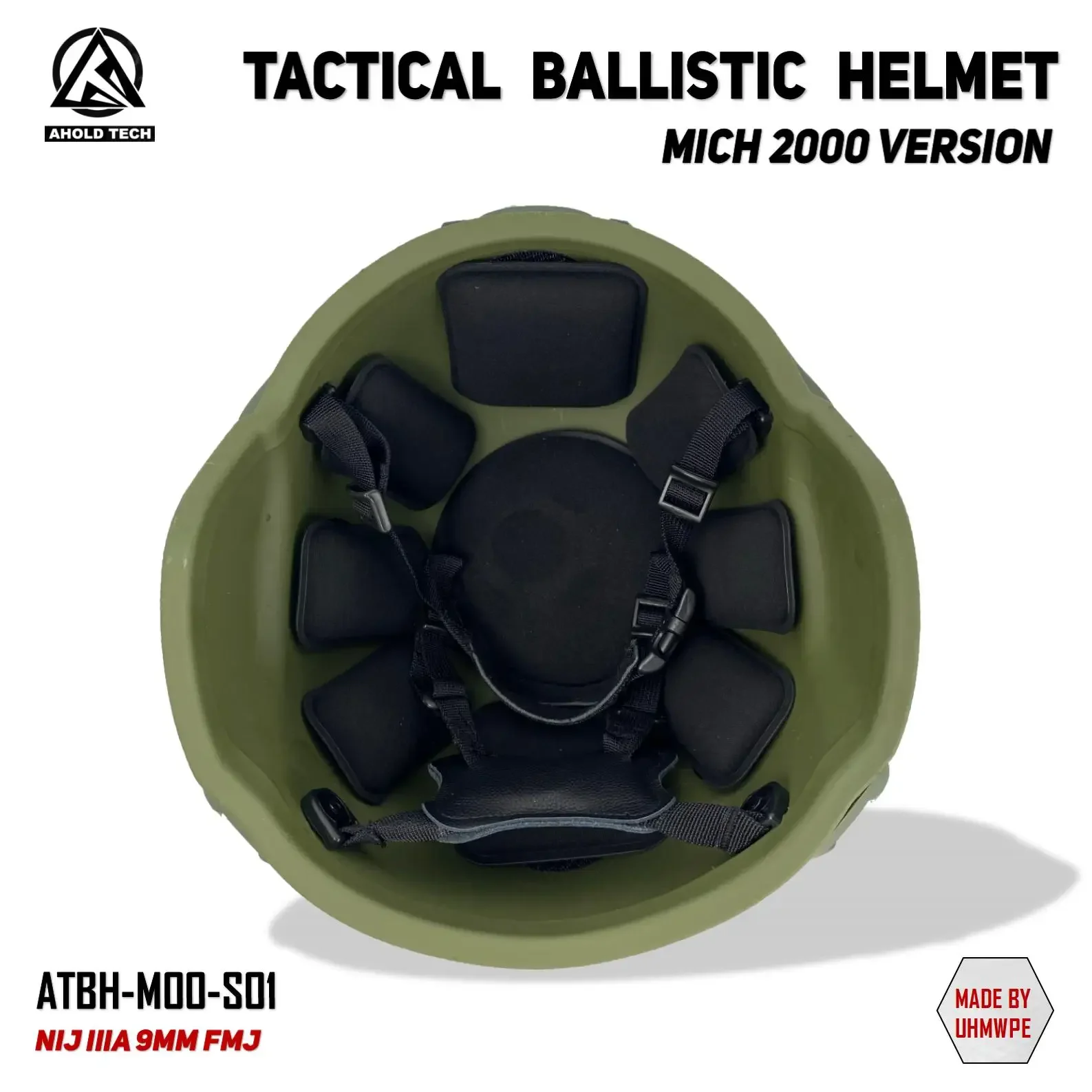 Aholdtech MICH 2000 Version Low Cut Tactical PE ISO NIJ IIIA 3A CAM FIT BOA Dial EPIC Liner Ballistic Bulletproof Helmet