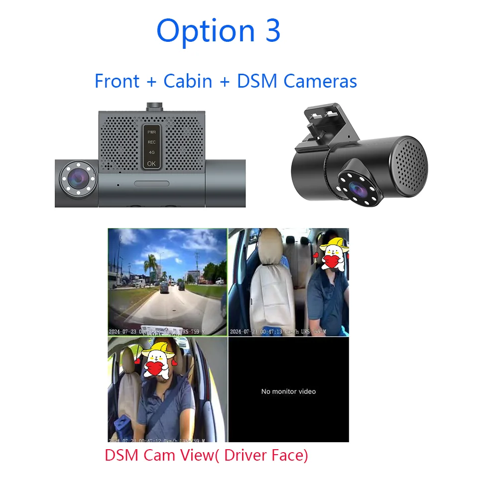 Updated Dashcam ADAS DSM Driver Fatigue  Alarm System 4G GPS Video Recording Fleet Safety Solution for Vehicles