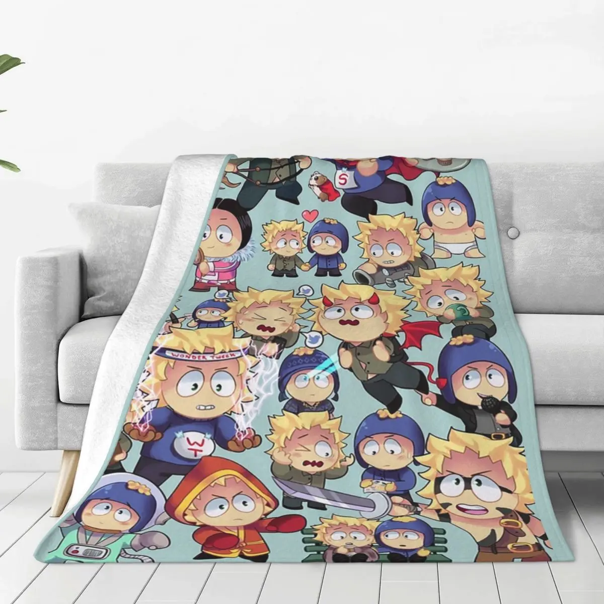 South Park- Tweek X Craig Collage Blankets Flannel Lightweight Sofa Throw Blankets For Couch Bedding Office Throws Bedspread