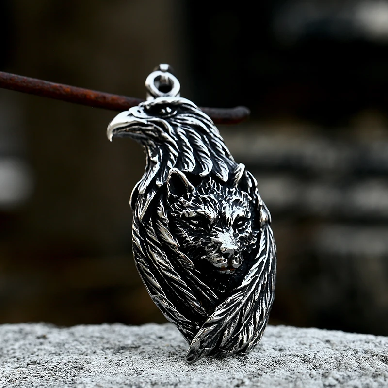 BEIER 2022 New Fashion 316L Stainless Steel Viking Wolf Raven Eagle Pendant Animal Necklace For Men Vintage Jewelry Wholesale