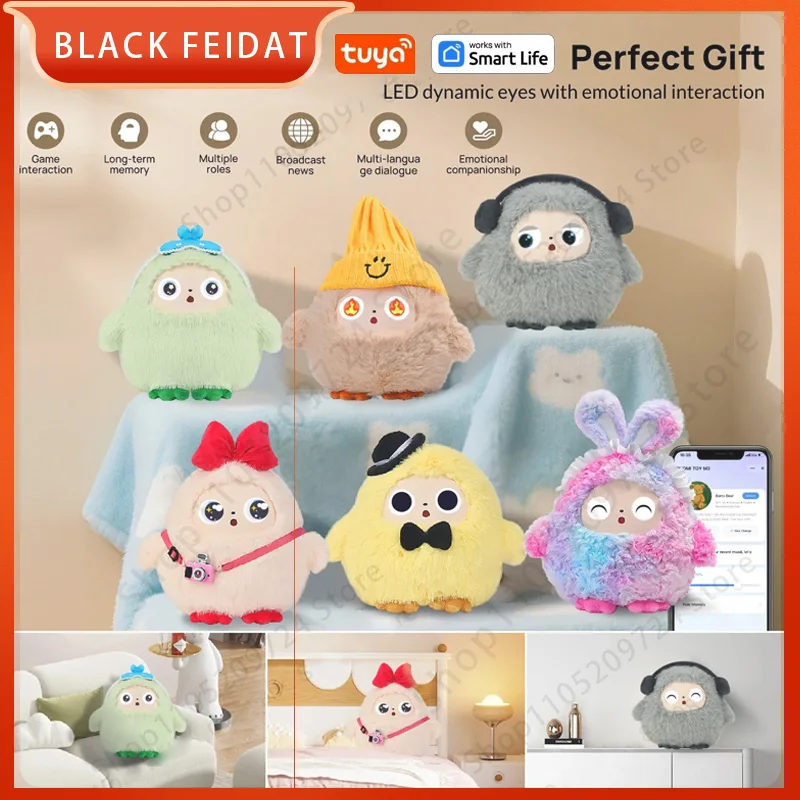

AI Plush Toy W/Smart Voice&LED Eyes,Interactive Companion for Kid/Adult‌Gift-ReadyRechargeable E-Pet open up fun life W/Tuya App