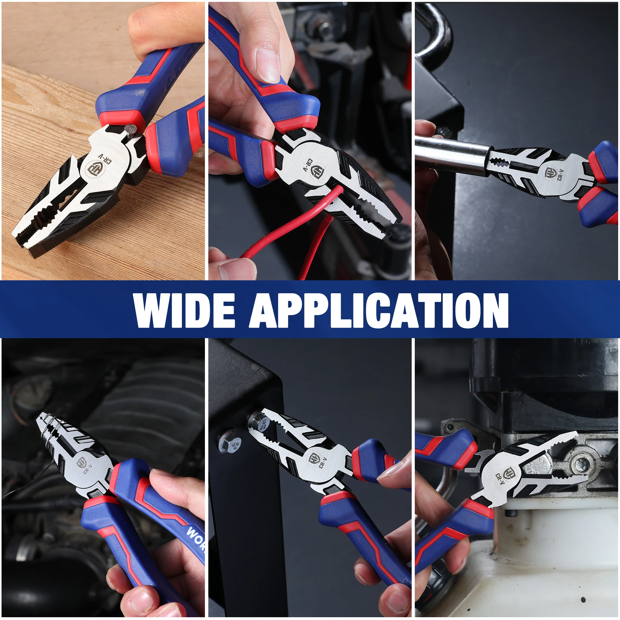 WORKPRO 8" Screw Extractor Pliers Combination Pliers Stripped Screw Remover Tool Linesman Pliers Quickly Removal Damaged Screws
