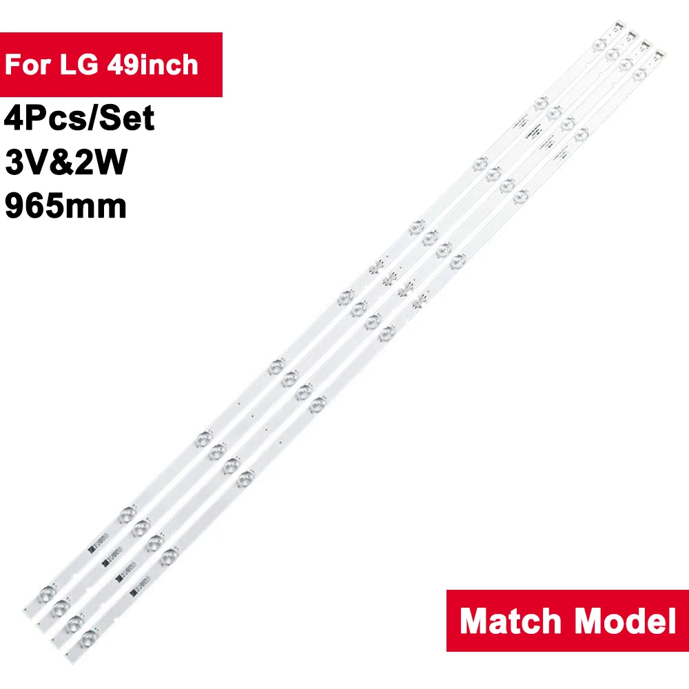 

3V Tv Led Strip Bar for LIG 49inch 4Pcs/Set Tv Repair 49LJ550T-TA 49UK6300PET A49 49UJ630V 49UJ631V 49UJ634V-ZD SDL490W0 49UJ634