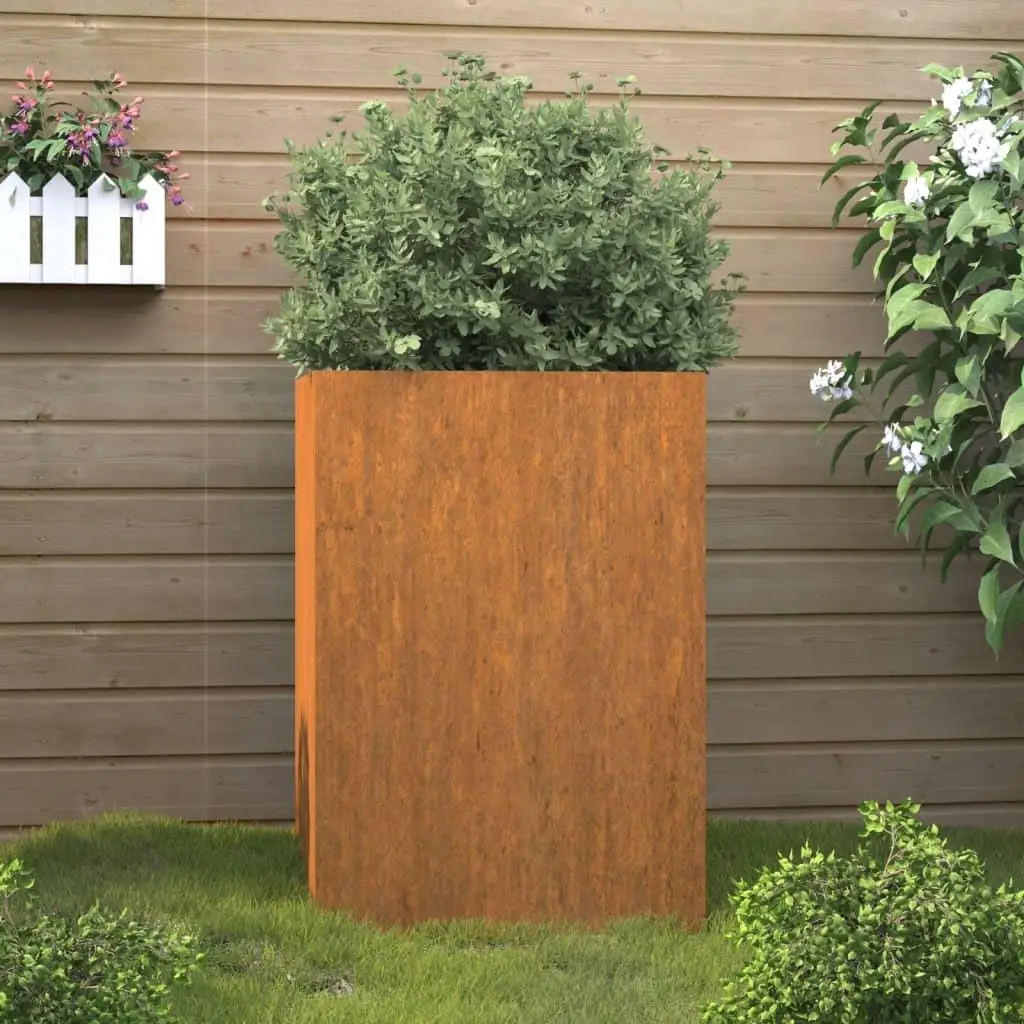 

Corten Steel Planter 16.5x15x29.5 Outdoor Garden Pot - Durable Modern Design