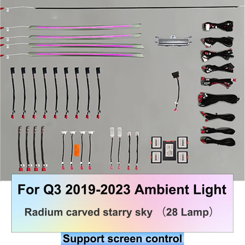 For Audi Q3 Q3L 2019-2023 LED Atmosphere Light Special Modification Interior 28 Lights 30 64 Colors Support Screen Control