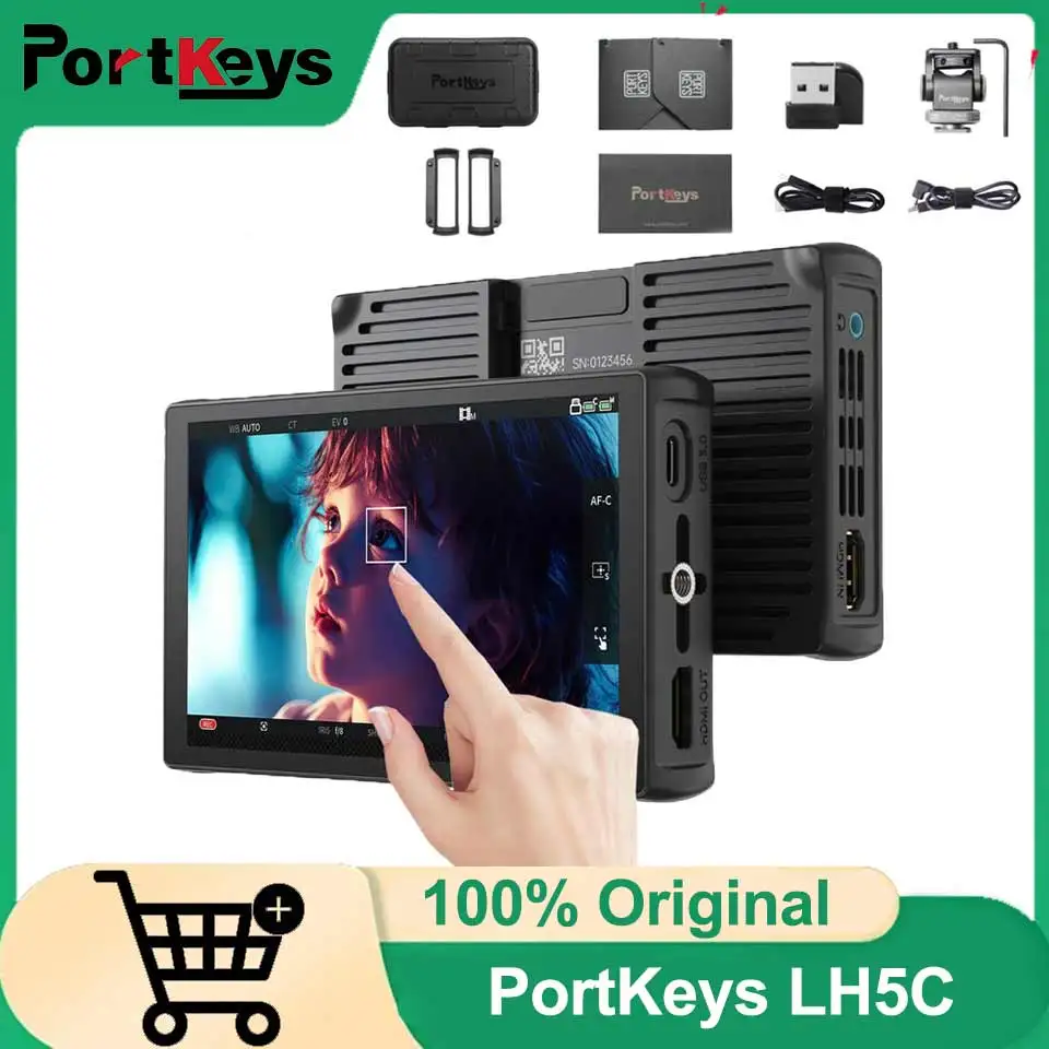 PortKeys LH5C 5.4 inch Camera Monitor 800 Nits High Brightness HD IPS Screen Director Monitor with Sunshade 3D LUT Field Monitor