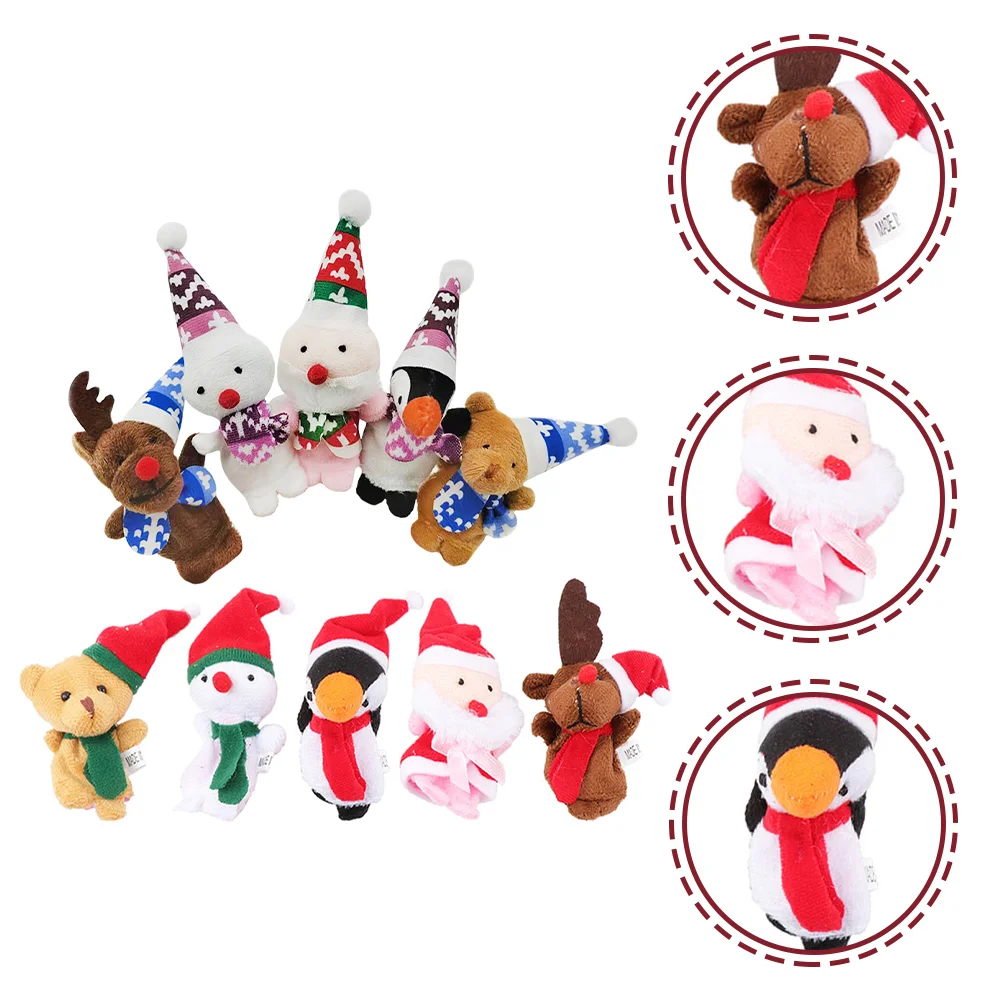 

10 Pcs Finger Puppet Props Xmas Decoration Toys for Toddlers Kids Supply Adorable Puppets Portable Story