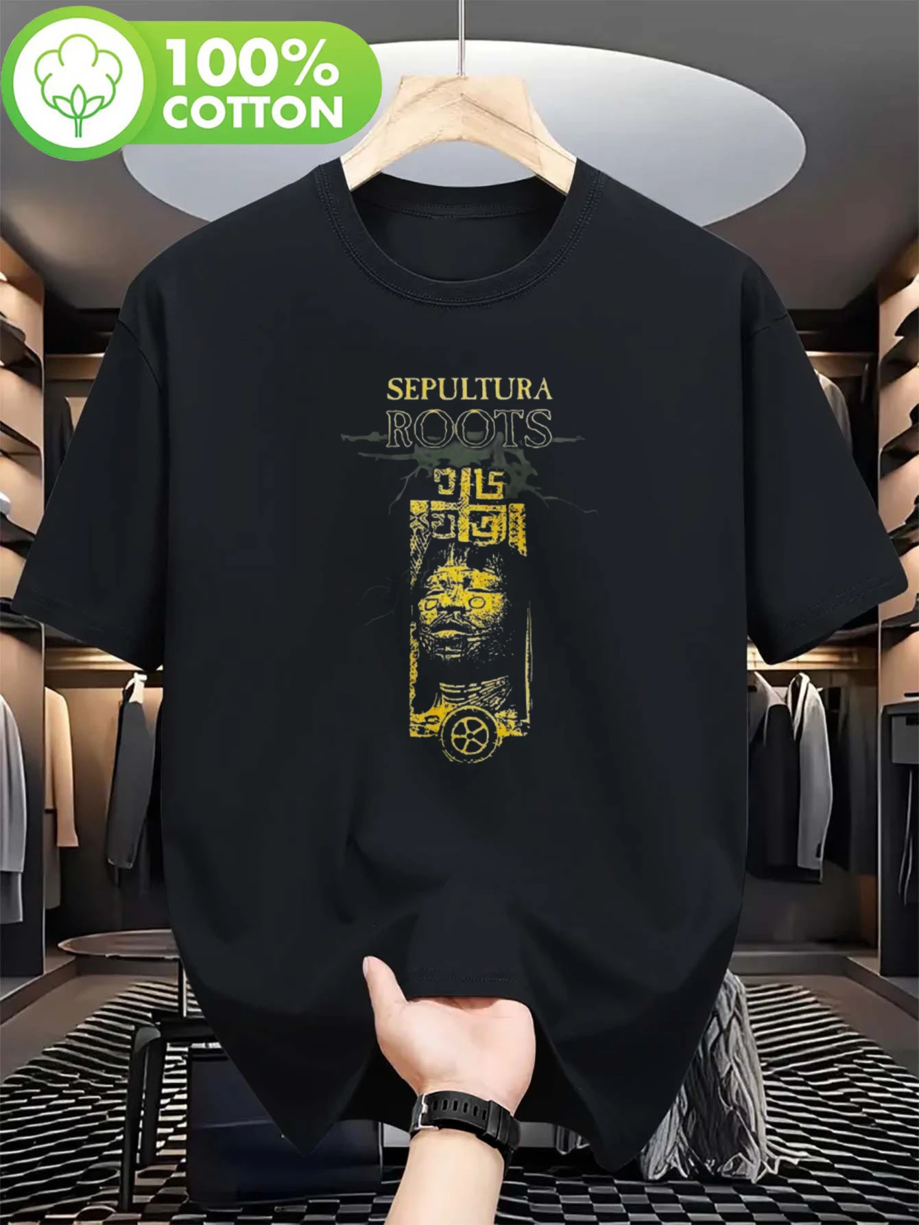 SEPULTURA RootS 30th Anniversary Metal Cavalera T-Shirt- Heavyweight Vintage Band Tee with Tribal Roots Design, Official SEPULTURA Logo, Unisex Regular Fit for Concerts, Gym Casual Wear- 30 Years of Iconic Metal Music Merch