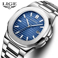 LIGE Man Watch Brand Luxury Business Watches for Men Casual Stainless Steel Quartz Wristwatch Waterproof Date Clock reloj hombre