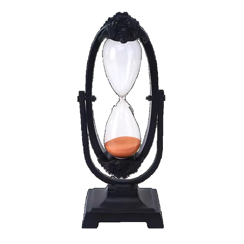 Black Revolving Iron Hourglass with Skull Decor , For Seasonal Decor , Cool and Young Collection