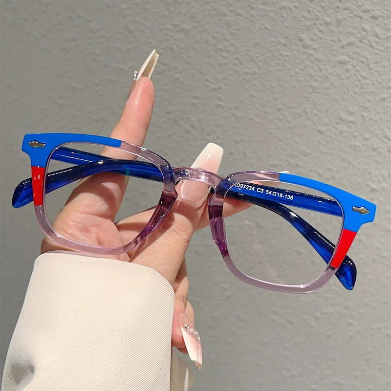 KAMMPT Vintage Quadratische Gläser Männer Neue Mode Patchwork Rand Blau Licht Blockieren Brillen Frauen Trendy Koreanischen Stil Optische Rahmen