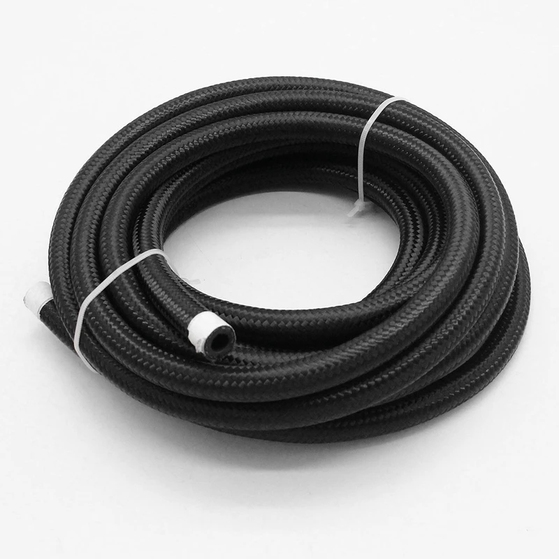 Universal 20 Feet Black 6AN Nylon & Stainless Steel Braided Fuel Oil Gas Line