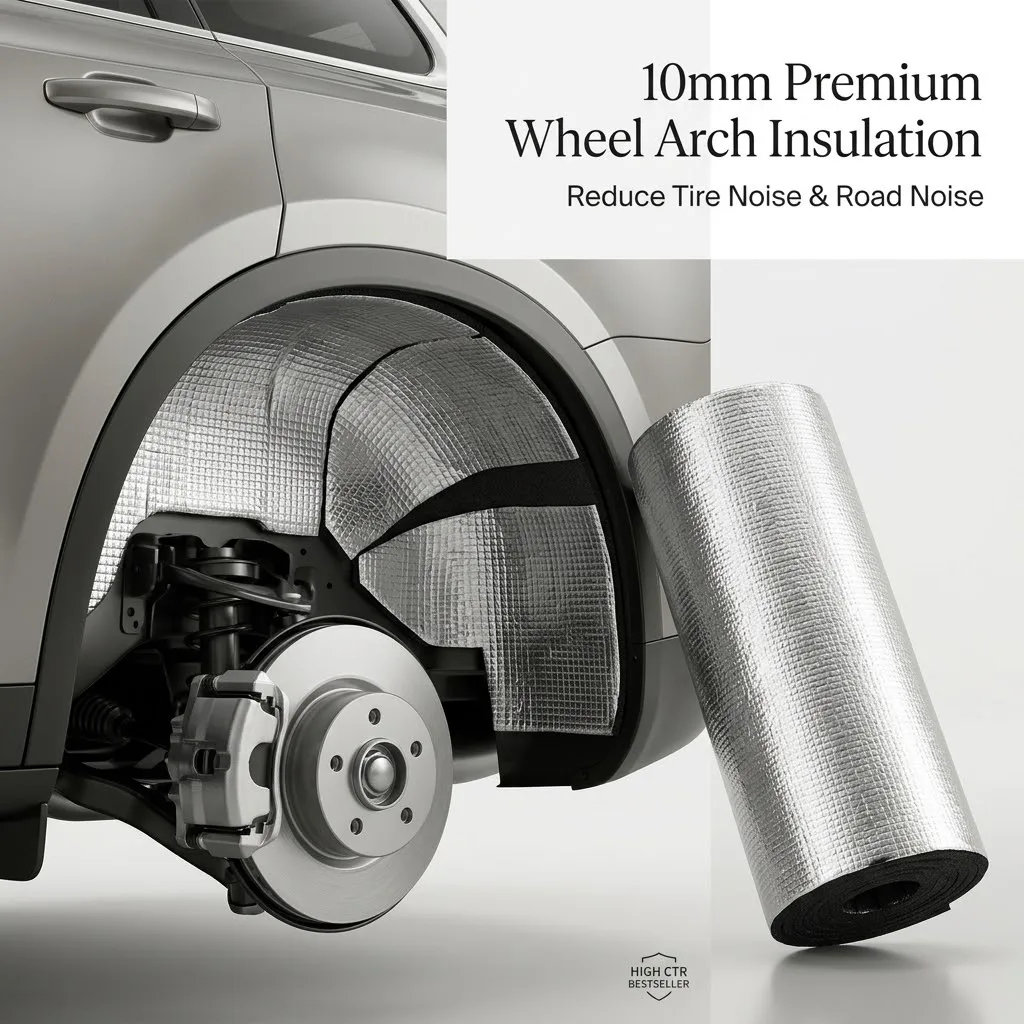 10mm Car Sound Deadening Mat Wheel Arch Insulation Self Adhesive Closed Cell Foam Tire Road Noise Reduction Heat Shield SUV Auto
