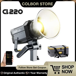 COLBOR CL220 220W LED Video Light 2700-6500K Bicolor CRI97+ COB Studio Light Bowens Mount for Film Live Video Studio Photography