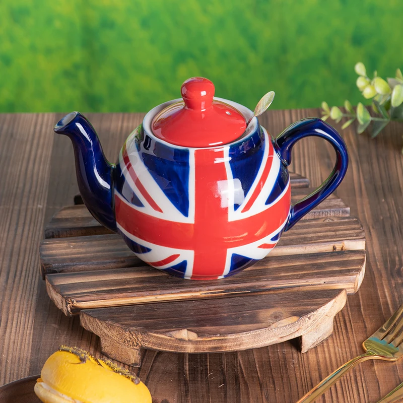 Imagem -04 - Bule de Cerâmica Britânico com Infusor Inoxidável Cerâmica de Londres Bandeira Pintada à Mão Chá Bule de Copos Chá Solto 600ml