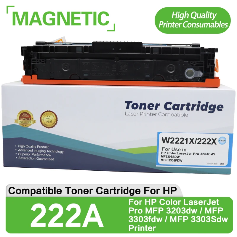 Cartucho de Toner Compatível 222A W2220A W2221A W2222A W2223A para HP Color LaserJet Pro MFP 3203dw/MFP3303fdw/MFP 3303Sdw/3388fdn