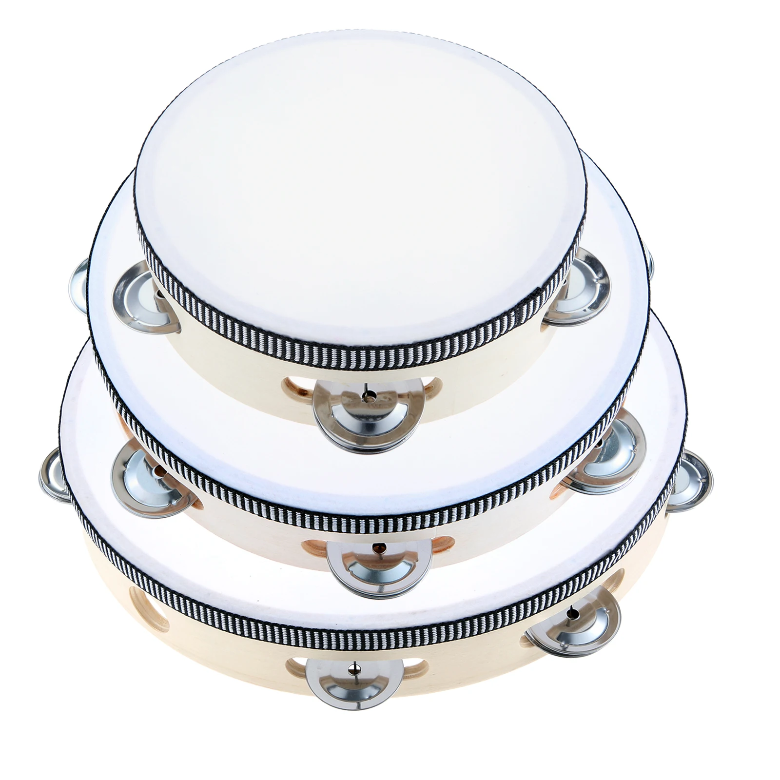 

Набор из 3 березовых деревянных тамбуринов (6/8/10 дюймов) с колокольчиками, ручной ударный инструмент для церкви, вечеринок, караоке