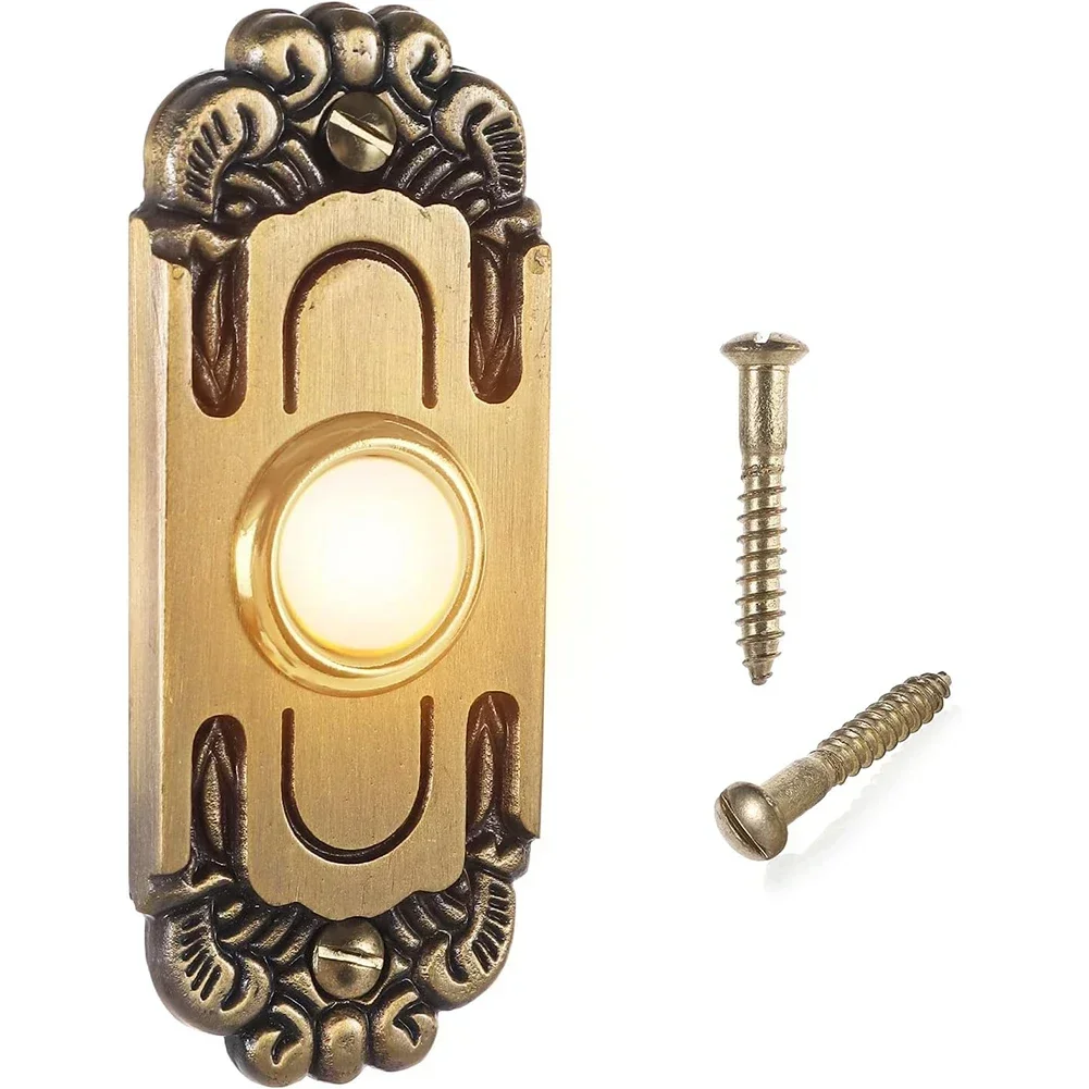 For Home Entrance Heavy Duty Doorbell Door Bell Button Antique Brass Bronze Built-in LED Light Home decoration hardwares