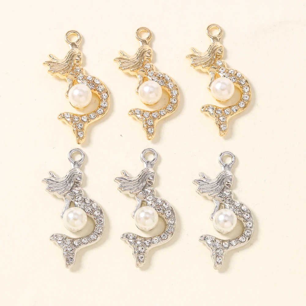 10 Stück 30*14mm exquisite Sirenen-Kristallperlen Meerjungfrauen-Anhänger für Halsketten, Ohrringe, Schmuckzubehör, handgefertigte Bastelarbeiten