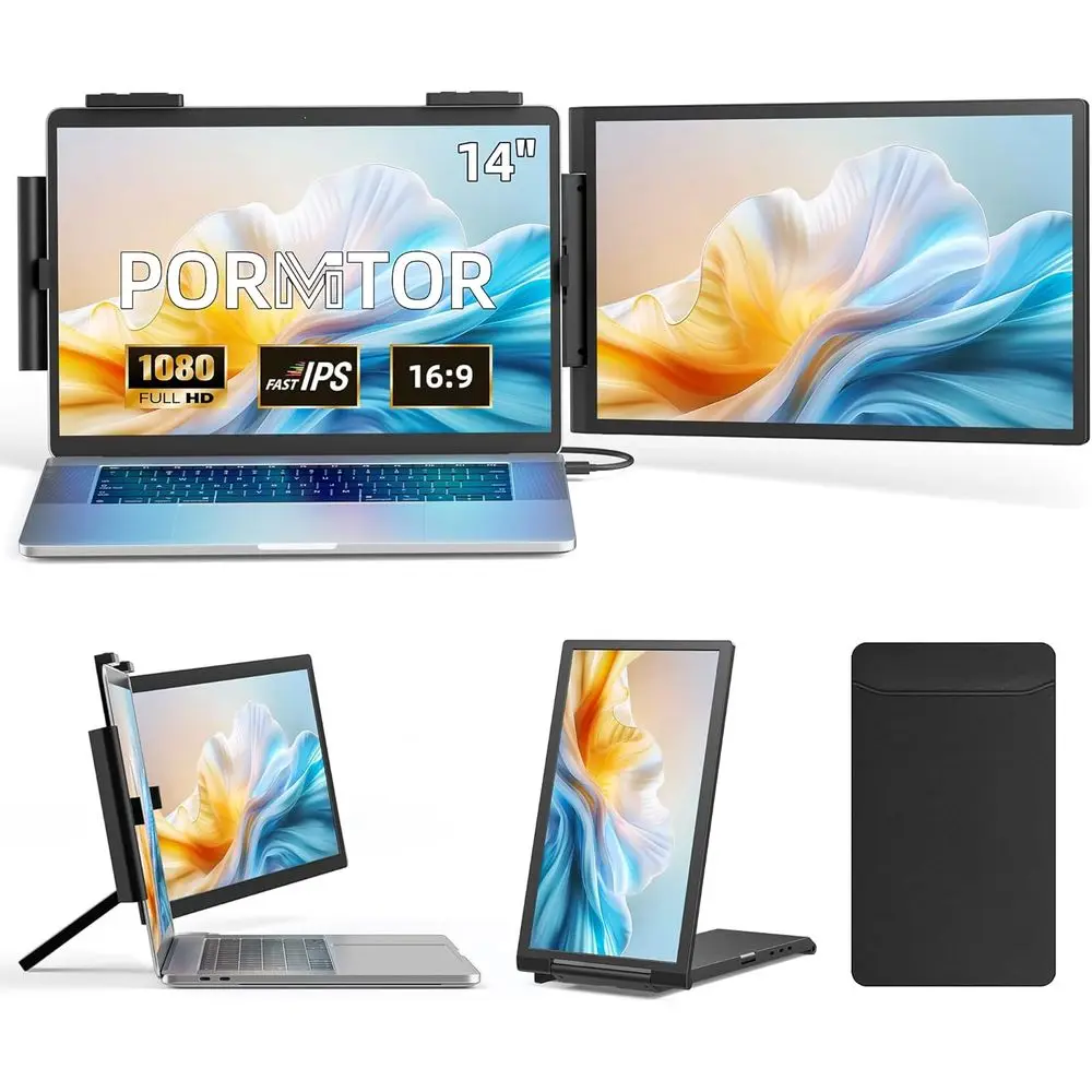 14 HD 1080P IPS Portable Monitor Extender with USB-C/HDMI for Laptops