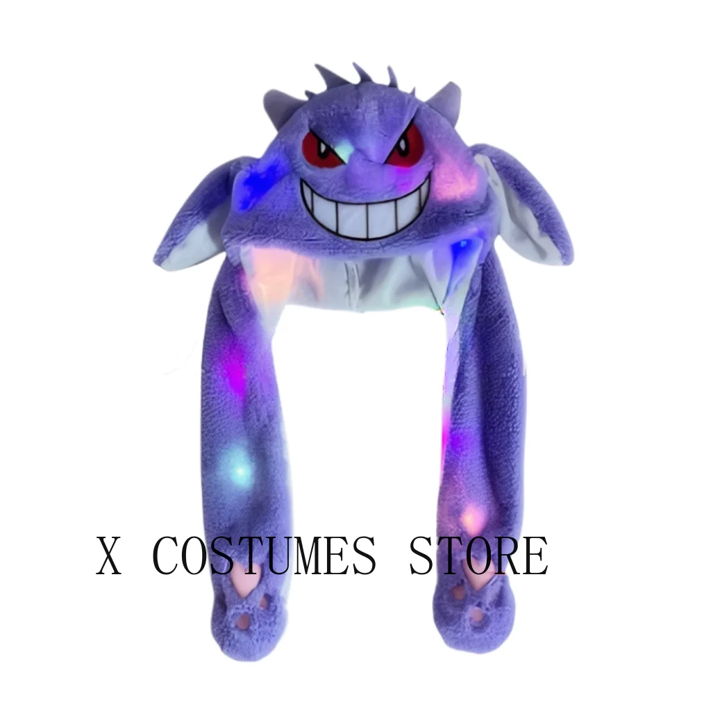 Cappello a punto con orecchie mobili Punto incandescente Ricamo Artiglio Kuromi Cappello da demone Bambini adulti Party Dress Up Cartoon Cosplay ﻿