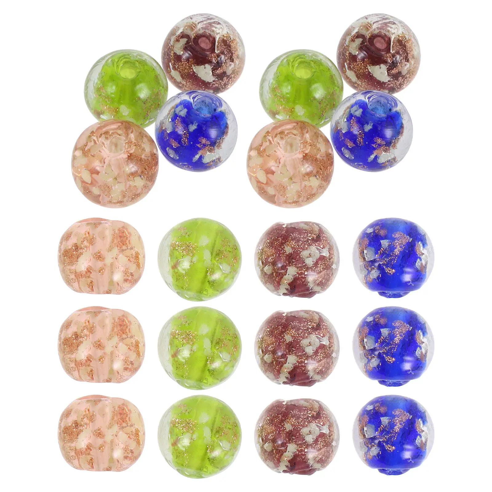 

20Pcs Night Luminous Glass Beads 10Mm Round Shiny Beads for DIY Jewelry Making Craft Projects Mixed Color Beading Strands