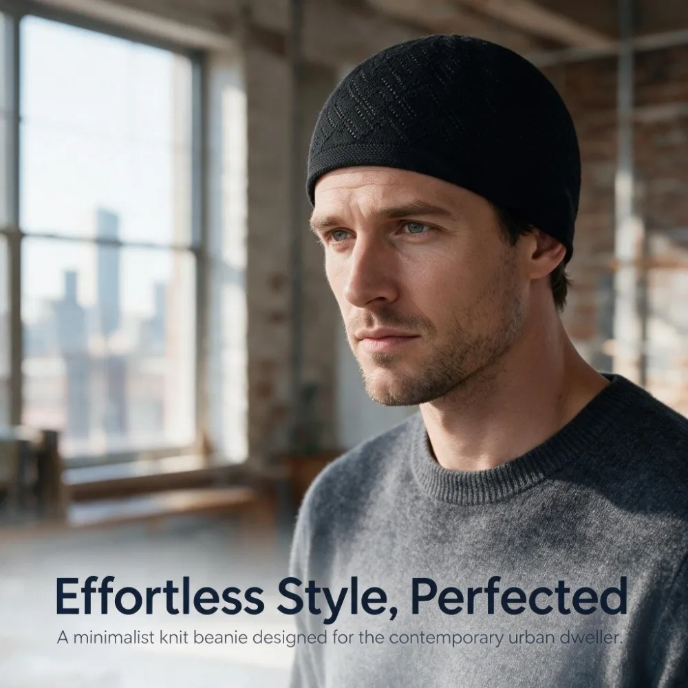 Arabic Man Stretchy Prayer Hat Breathable Soft Beanie Hat Solid Color Durable Men Knitted Cap Wedding