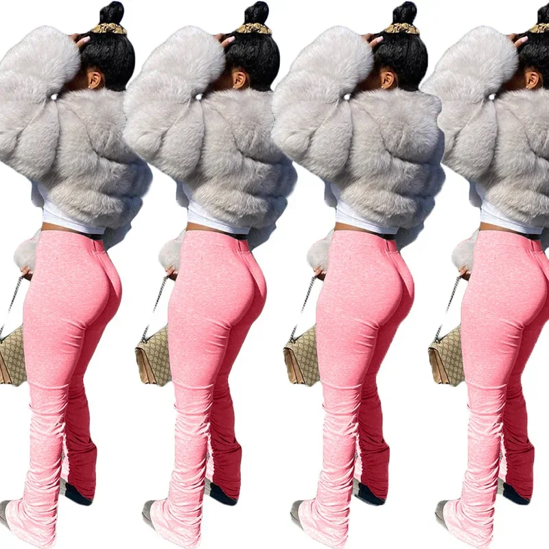 High Waist Long Joggers Workout Active Pants Jogging Yoga Sports Wholesale Women Stacked Leggings