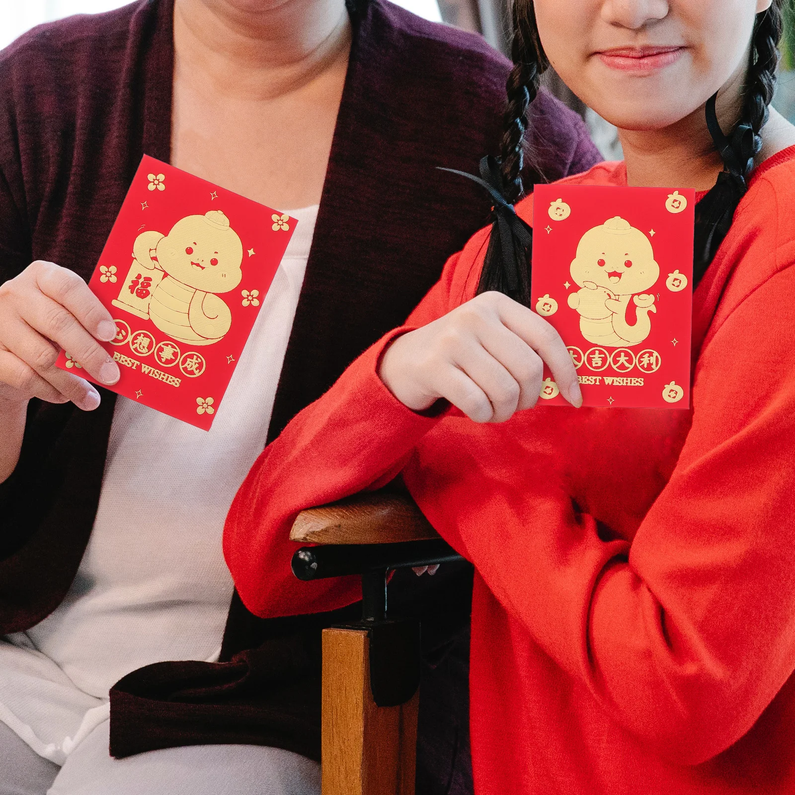 

48pcs Snake Zodiac Red Envelopes 2025 Chinese New Year Cash Stuffing Wedding Festival Red Packets Lunar Celebration Embossed