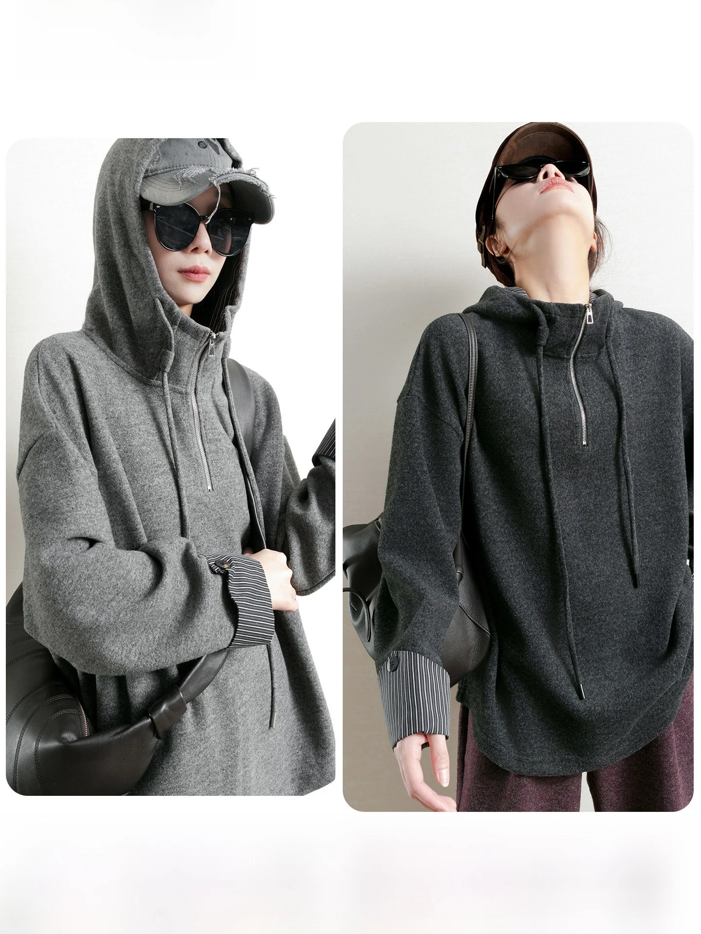 

Женское худи TidePA в полоску с пэчворком, свободного кроя, из тонкого флиса, с длинными рукавами, средней длины, без пуговиц, в уличном стиле