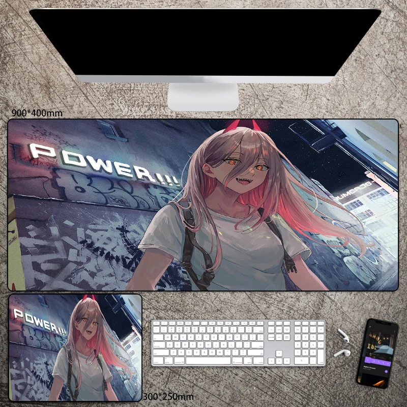 Power 80x40 Large Size Gamer Comic Mouse Pad Computer Keyboard Table Desk Mat for Office Hoom Anime Mousepad Pc Cushion Carpet