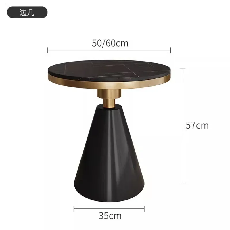 โต๊ะกาแฟทรงกลมสำหรับห้องนอน ดีไซน์ทันสมัย สีดำ โต๊ะกาแฟหรูหราสำหรับห้องนั่งเล่น สไตล์นอร์ดิก เฟอร์นิเจอร์สำหรับบ้าน