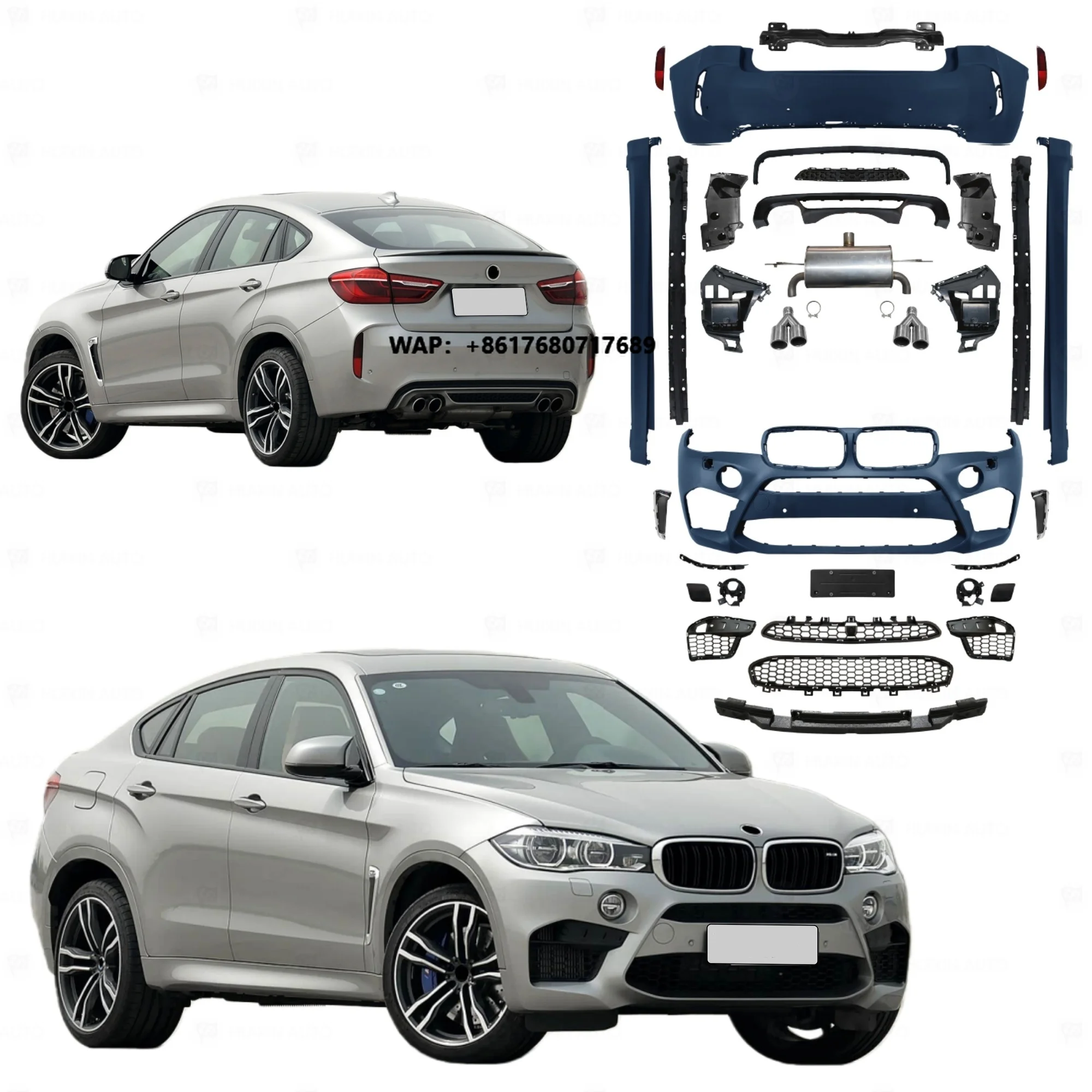 Hot Selling Car Body Kit for X6 F16 2013-2019 Upgrade X6M Body Kit Front Rear Bumper with Grill Lip Diffuser Exhaust Pipe