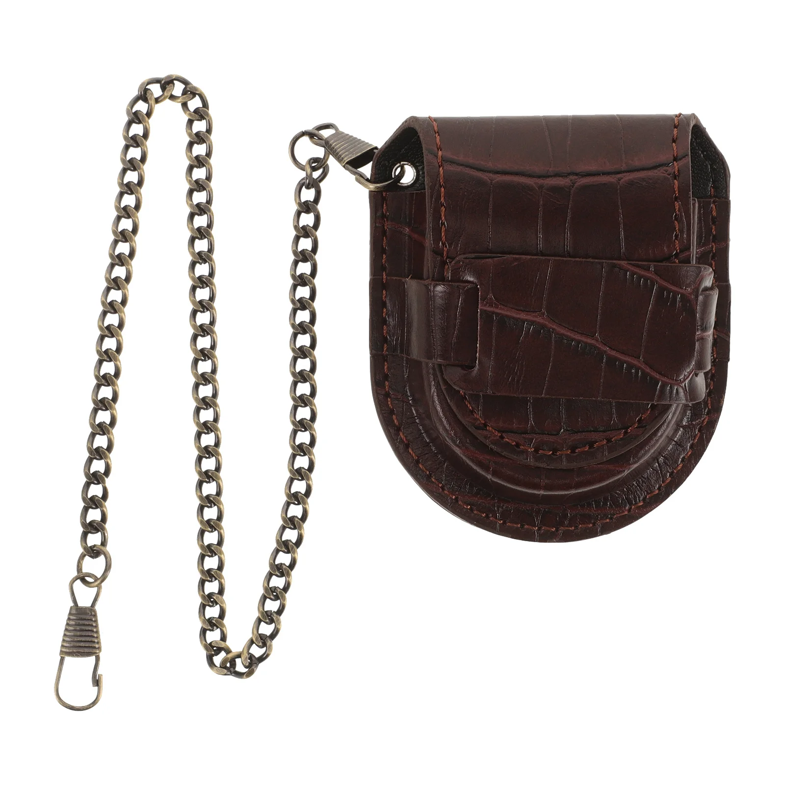 

Vintage Pocket Watch Case Brown PU with Bamboo Pattern Scratch Resistant Lightweight Wearable Watch Holder for Daily